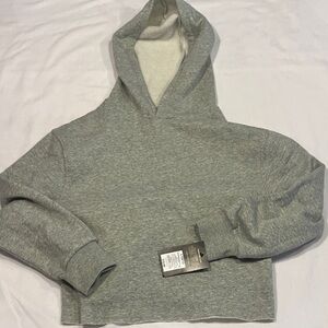 Gray Hooded crop top Sweatshirt hoodie